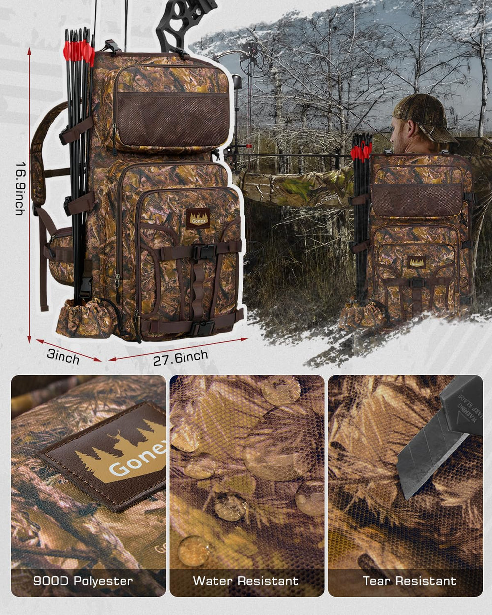 Gonex hunting bow case padded interior cushions your bow.