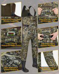 Gonex kids chest waders adjustable straps illustrate comfortable grow-with-you fit for growing children.