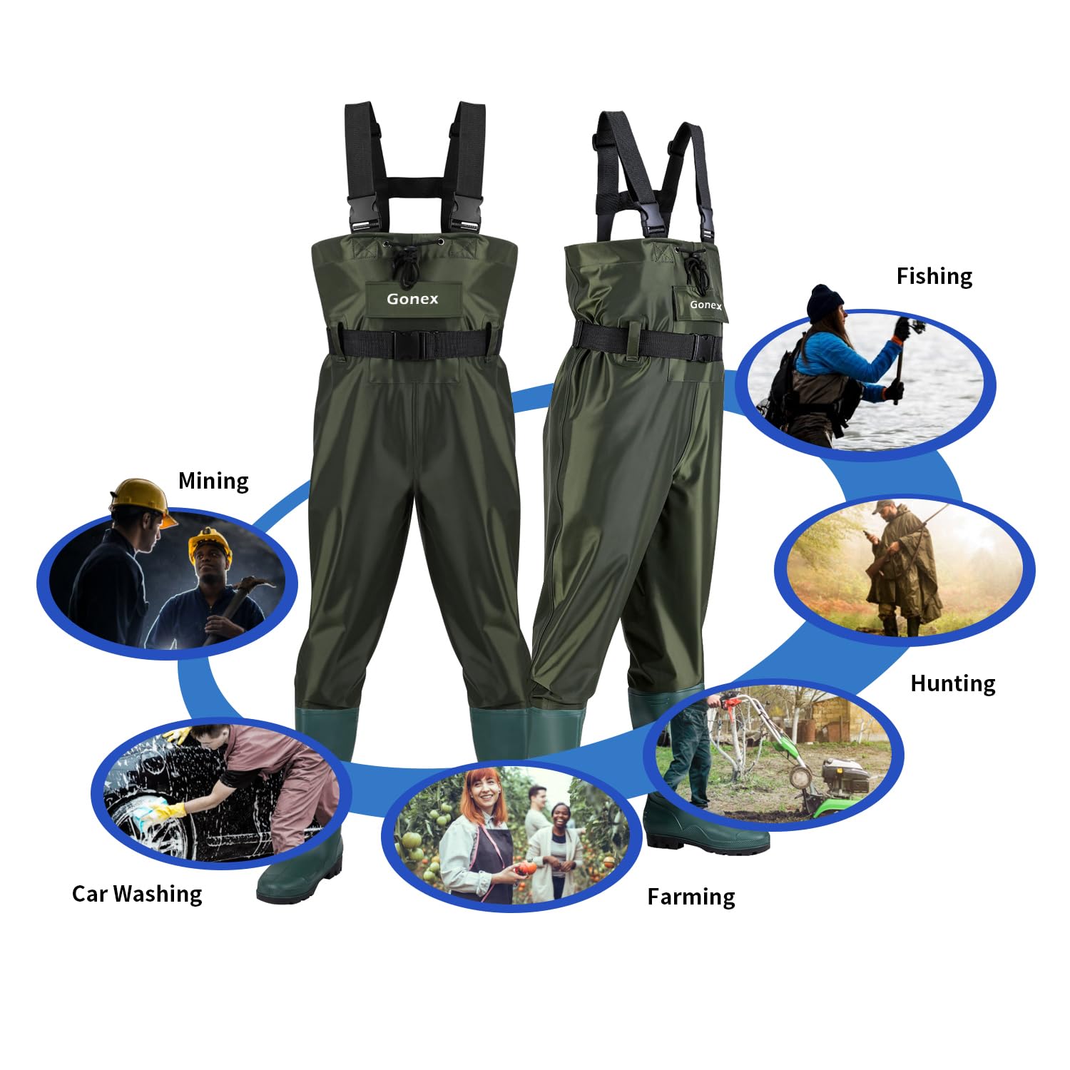 Gonex Magreel Waders anti-slip boots protect feet on rocky riverbeds.