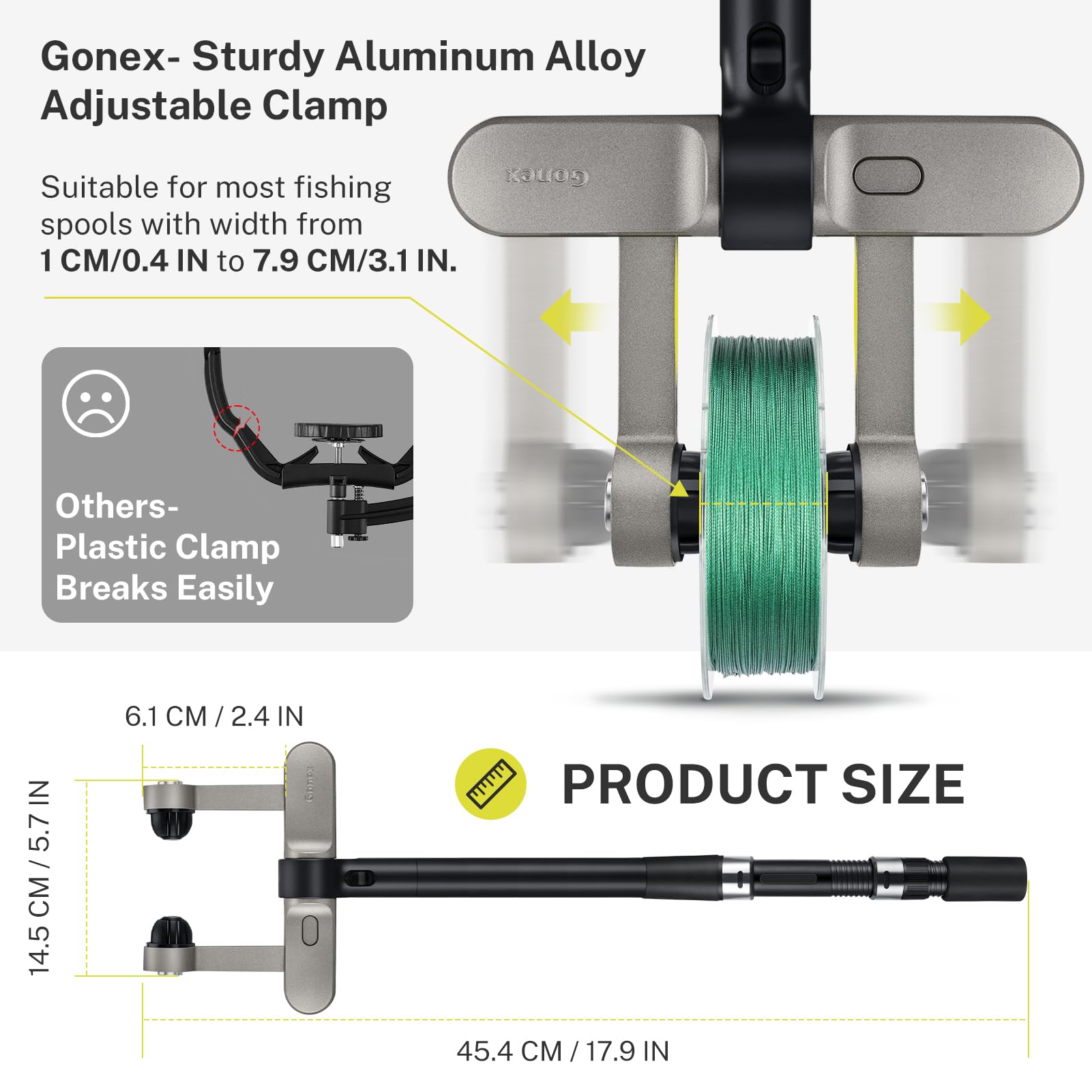 Gonex no-twist spool design demonstrates efficient line loading without tangles.