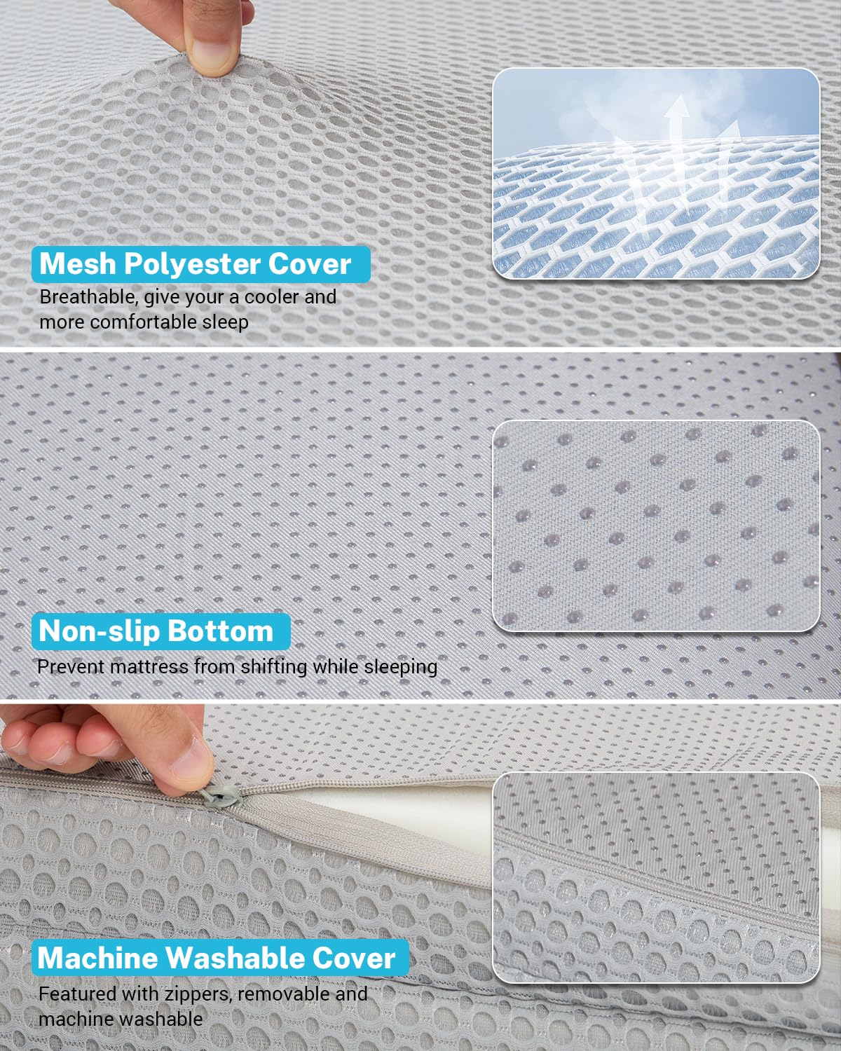 Gonex non-slip bottom prevents shifting during sleep