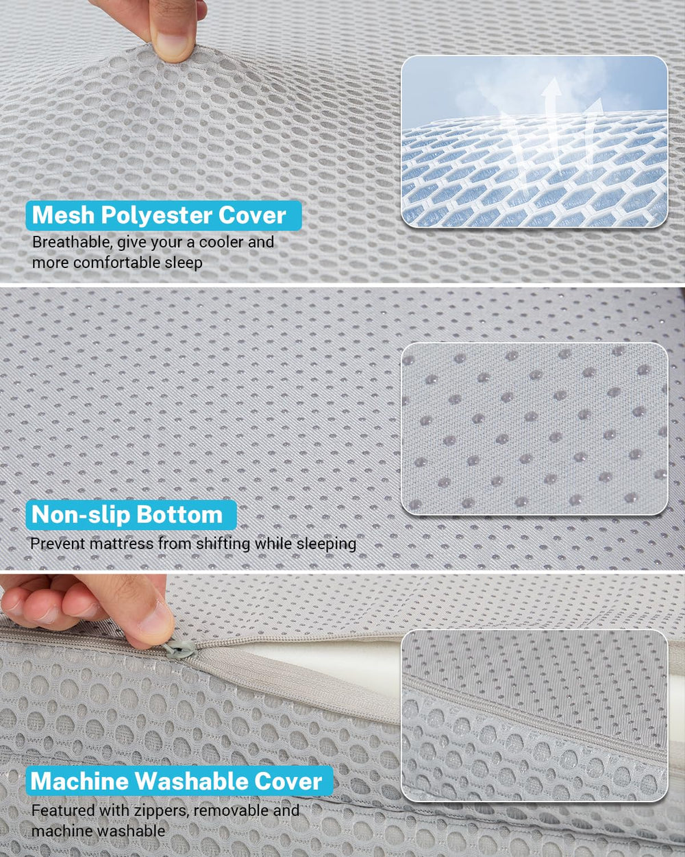 Gonex non-slip bottom prevents shifting during sleep