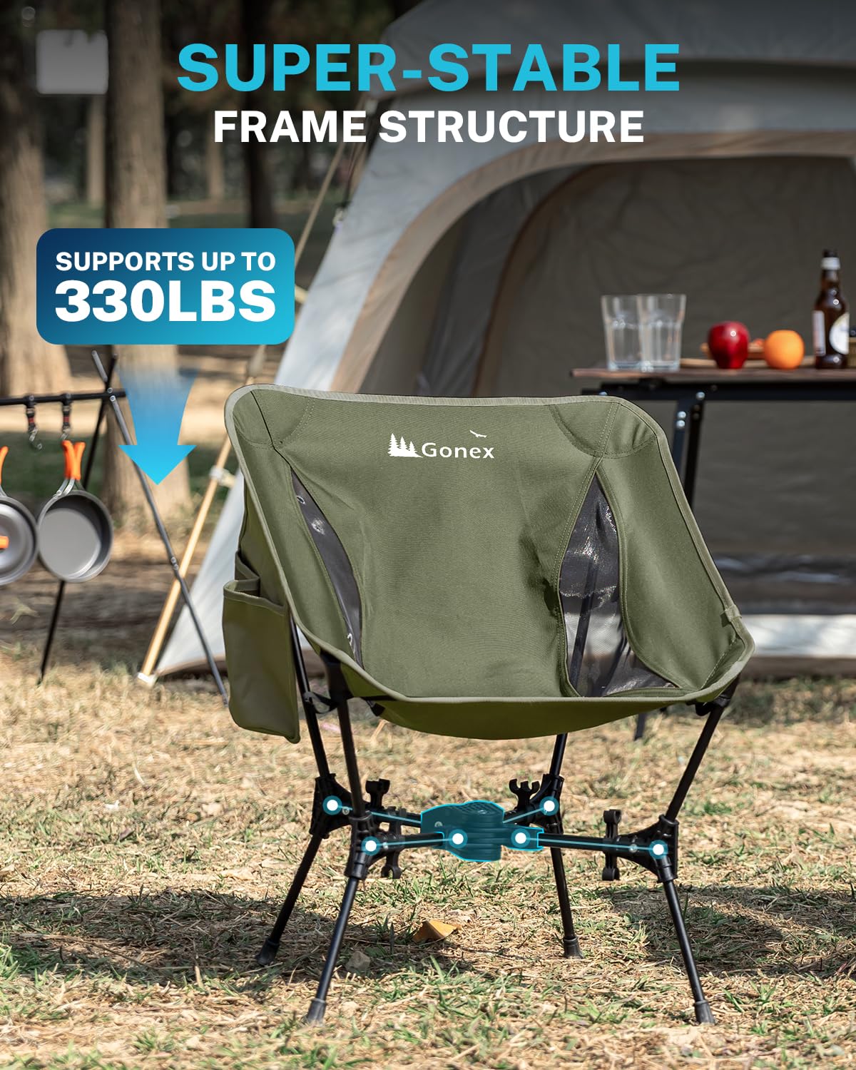Gonex outdoor chair on beach ready for camping.