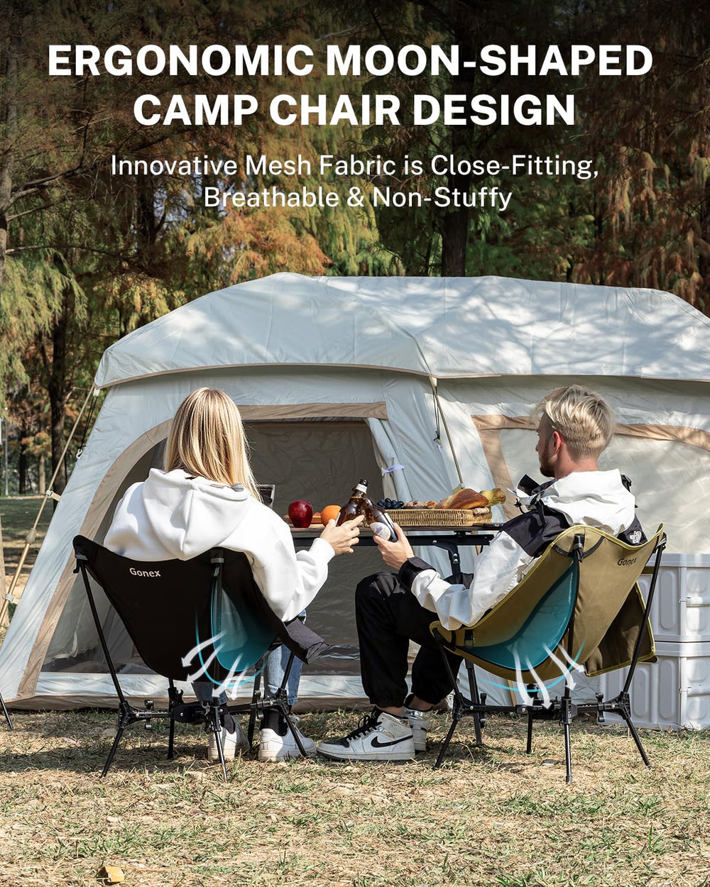 Gonex chair in outdoor use on beach or camping scenarios