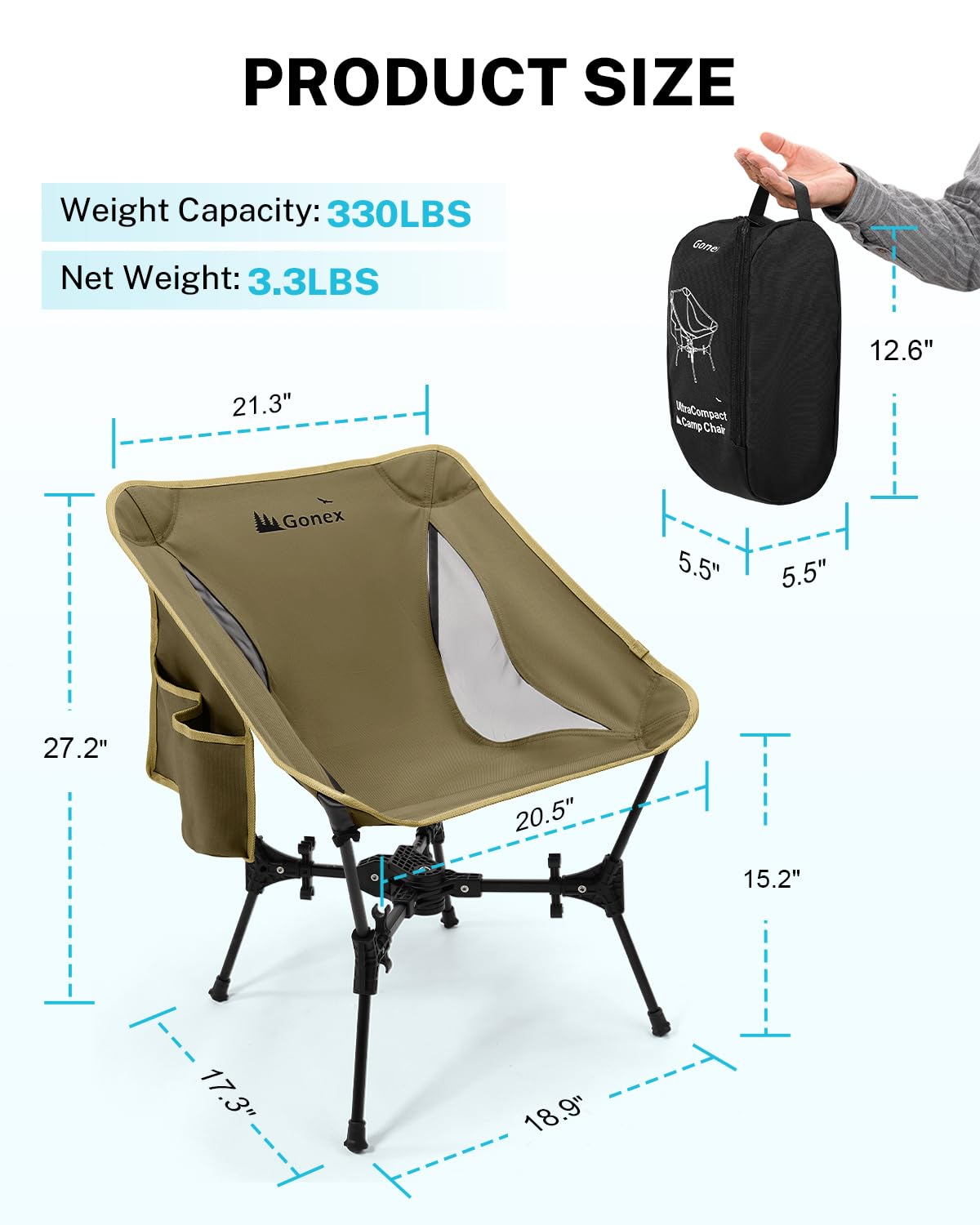 Gonex portable camping chair setup shows quick assembly