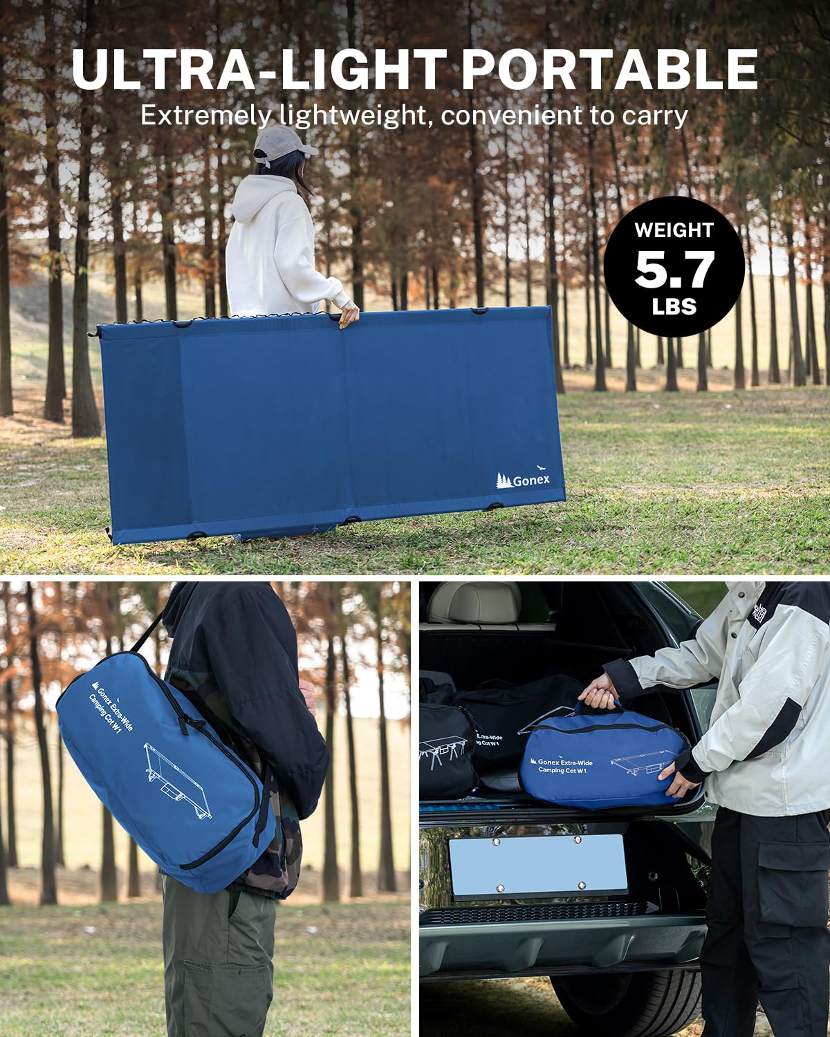 Gonex portable carrying bag blue, easy transport