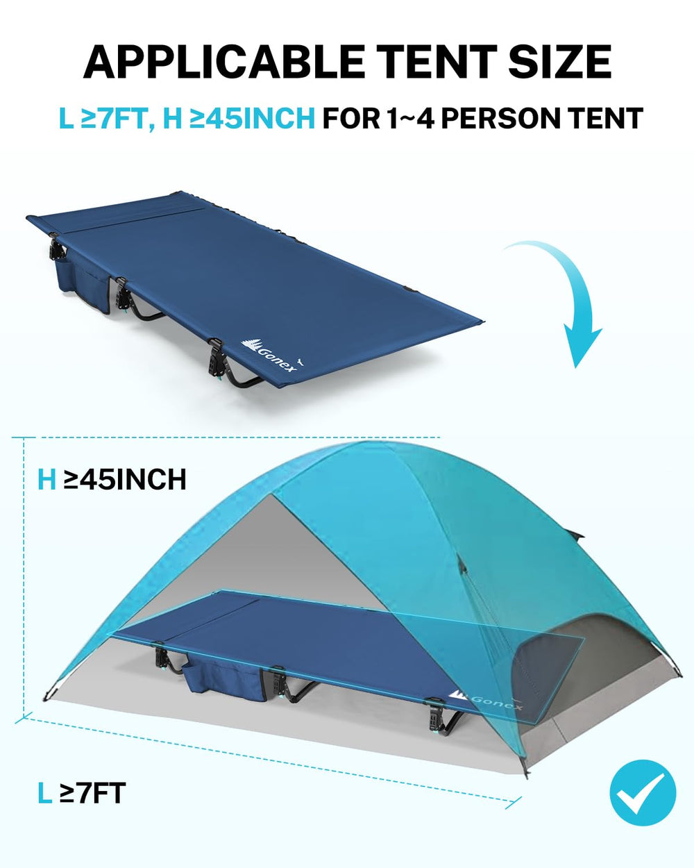 Gonex side pockets and hanging system blue, convenient on-the-go storage
