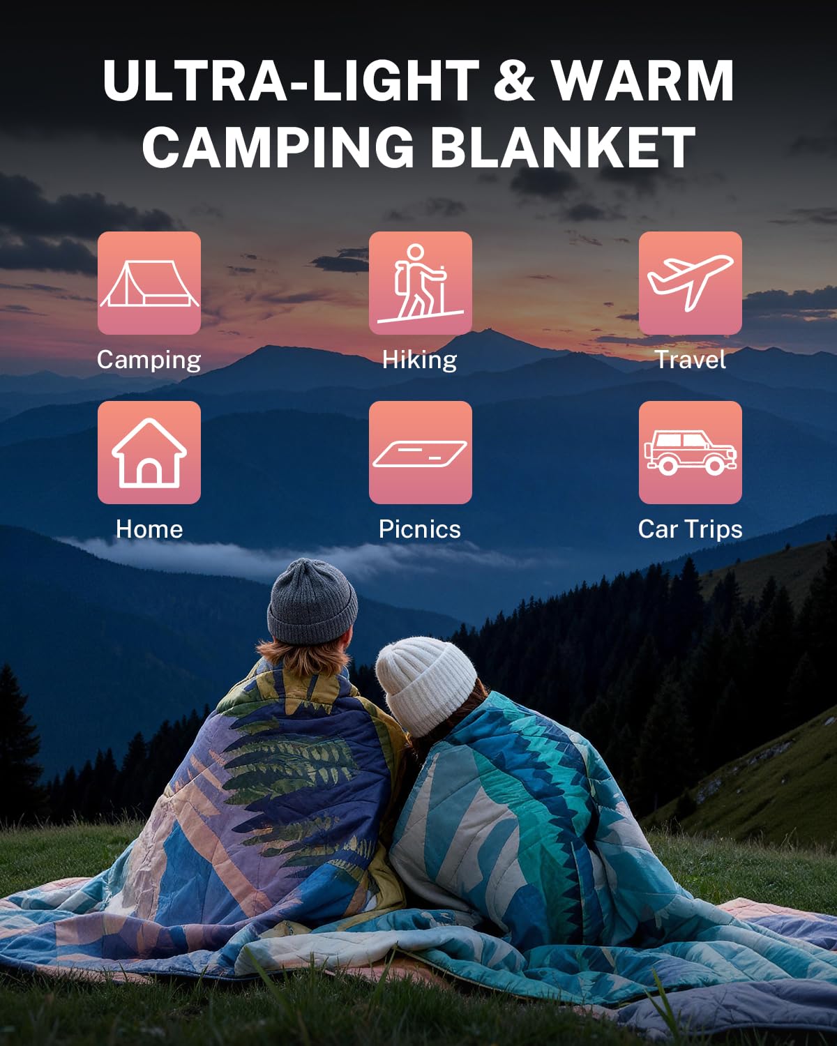Gonex Sunset 79x55 blanket in sunset scene highlighting travel warmth.