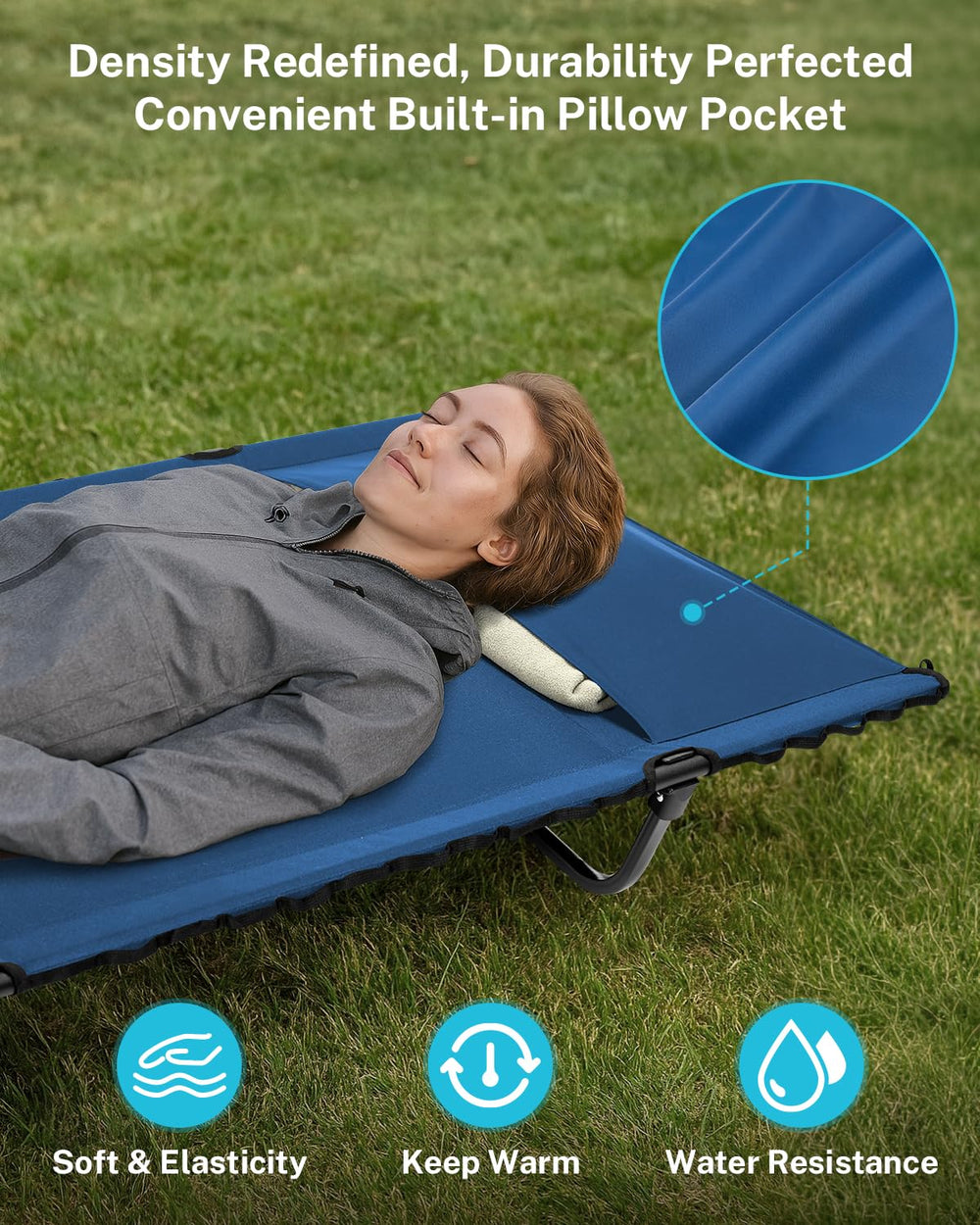 Gonex ultralight camping bed blue, weighs 5.7 pounds for easy transport