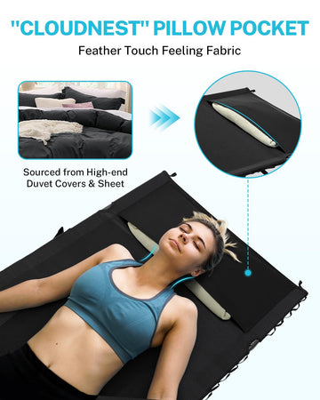 Gonex ultralight portable cot folded in carrying bag for easy travel.