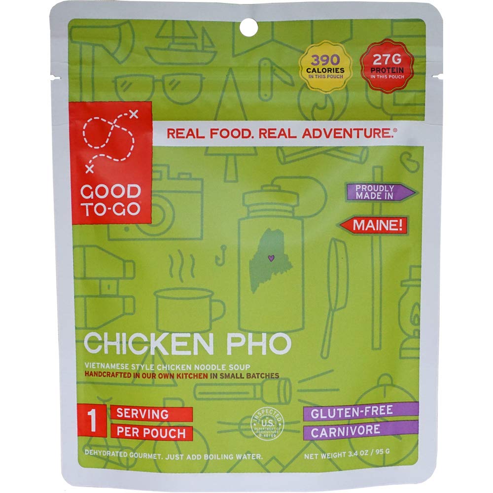 GOOD TO-GO Chicken Pho package ready for easy camping meals on the trail