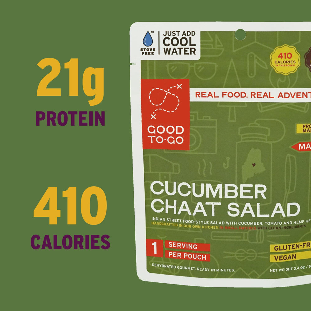 GOOD TO-GO cucumber-chaat-salad-made-in-usa crafted in Maine for quality camping meals.