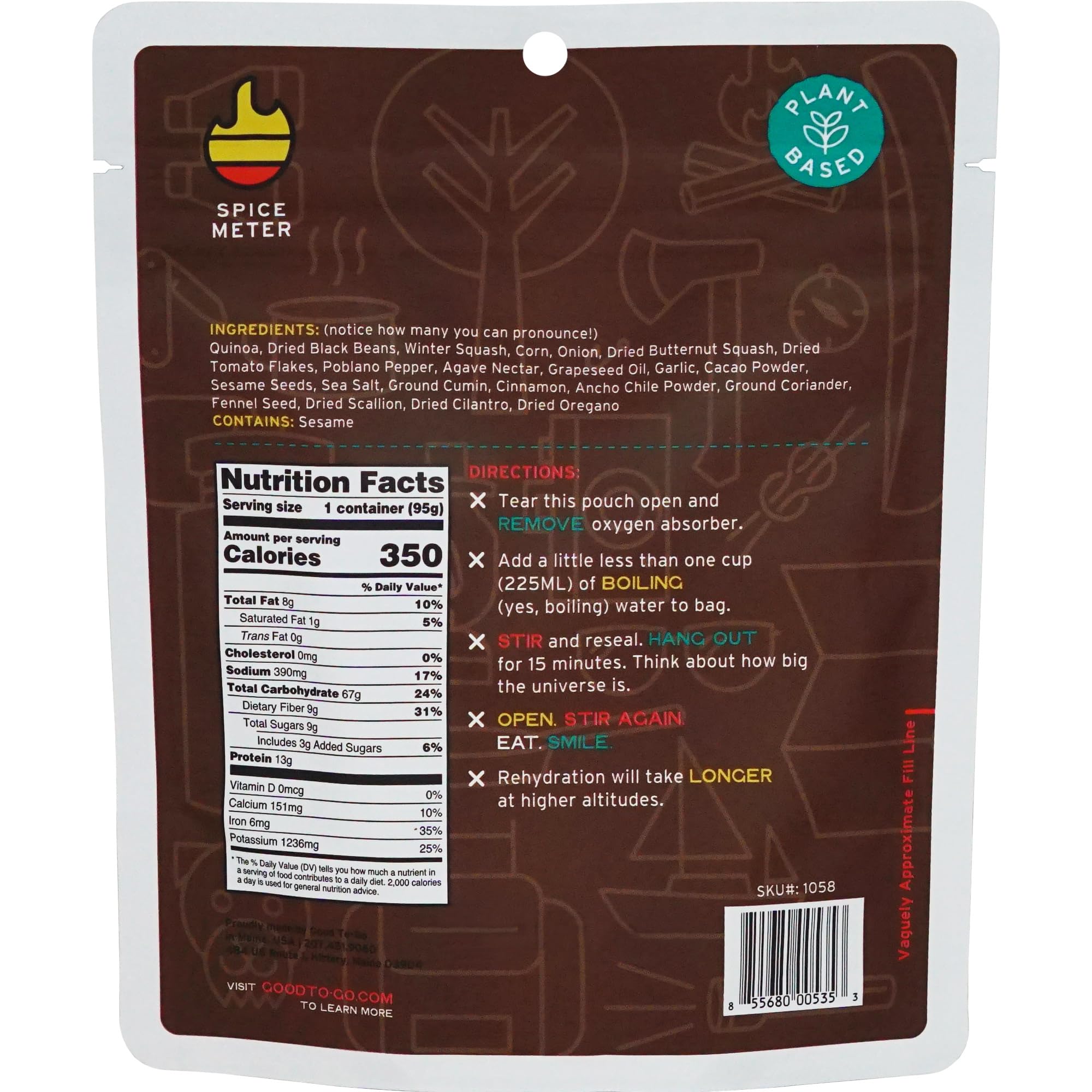 Long shelf-life display with Good To-Go Mexican Quinoa Bowl ideal for emergencies.