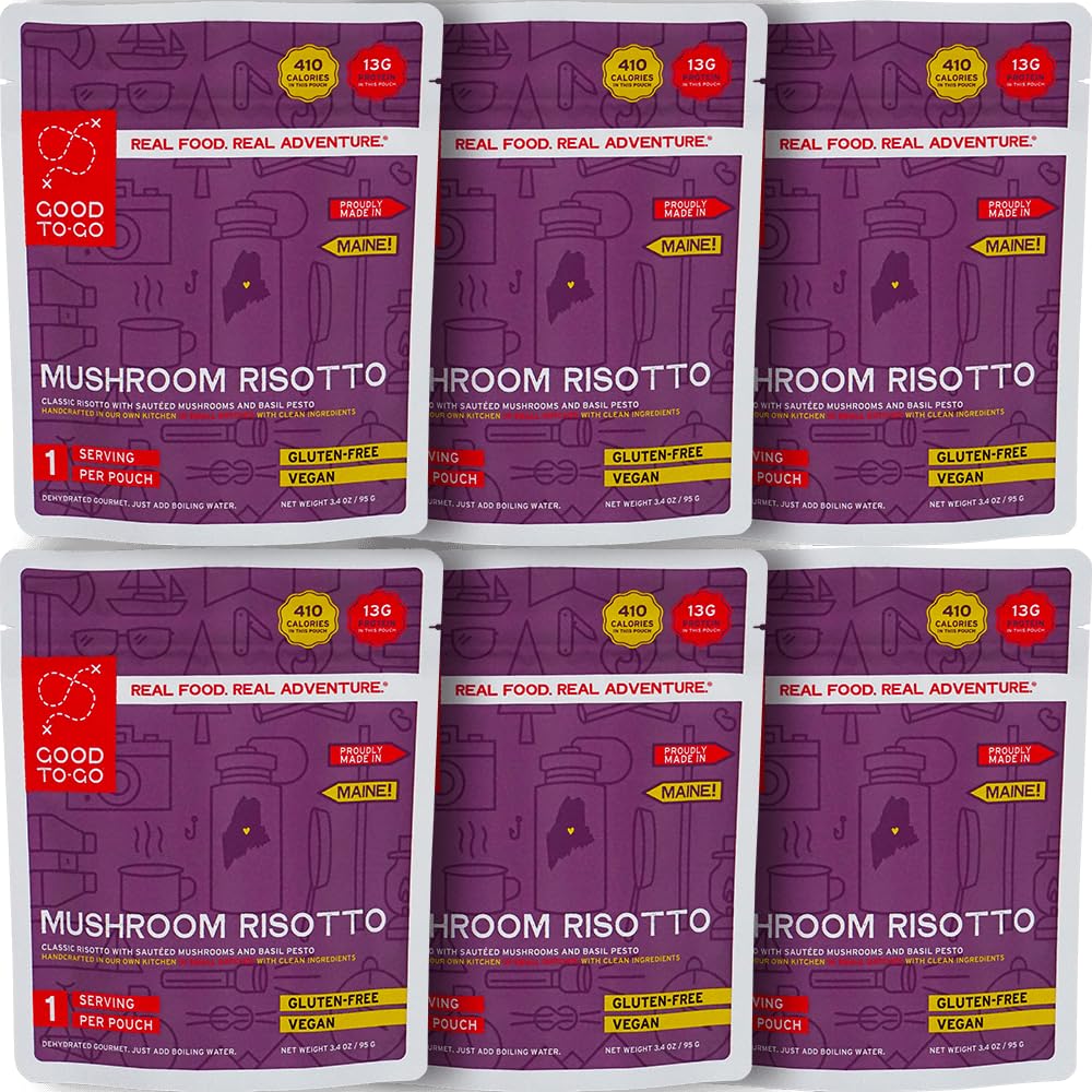 GOOD TO-GO Mushroom Risotto pouch ready for camp meals on the trail.