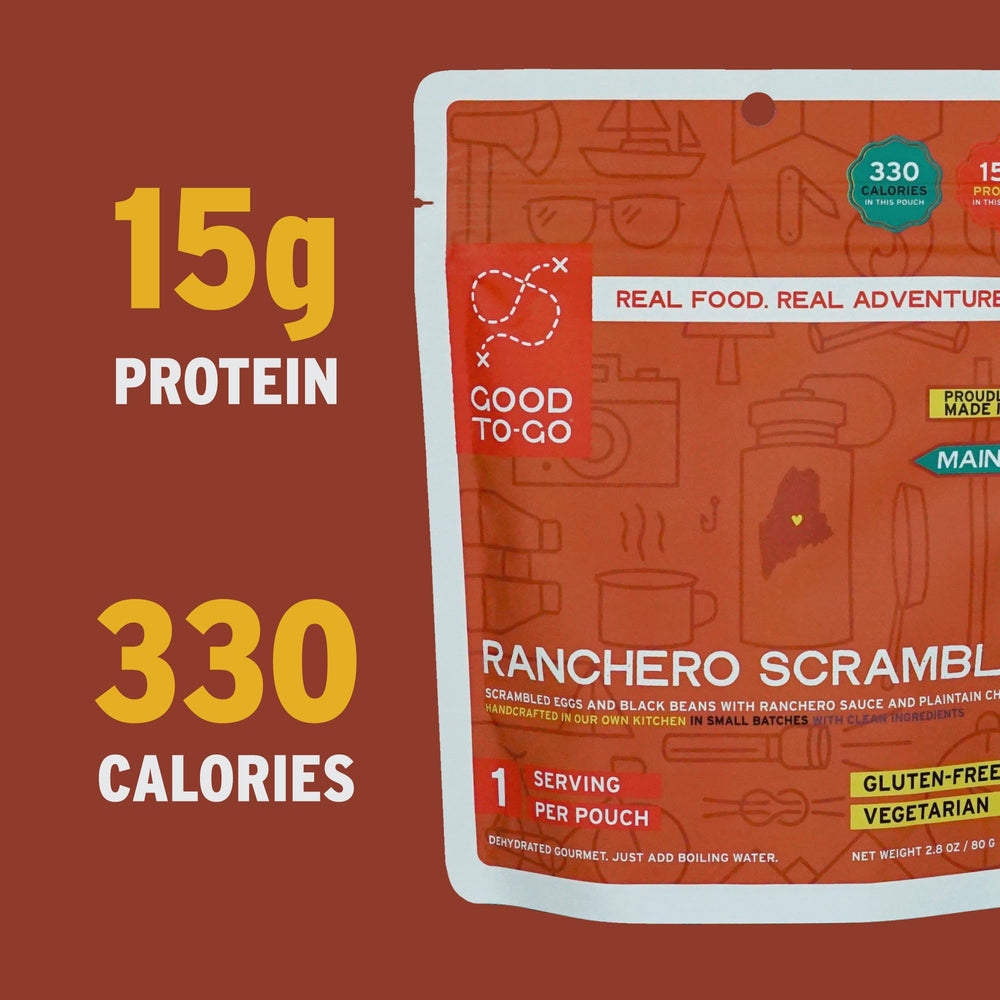 GOOD TO-GO Ranchero Scramble bag on shelf highlights long shelf life.