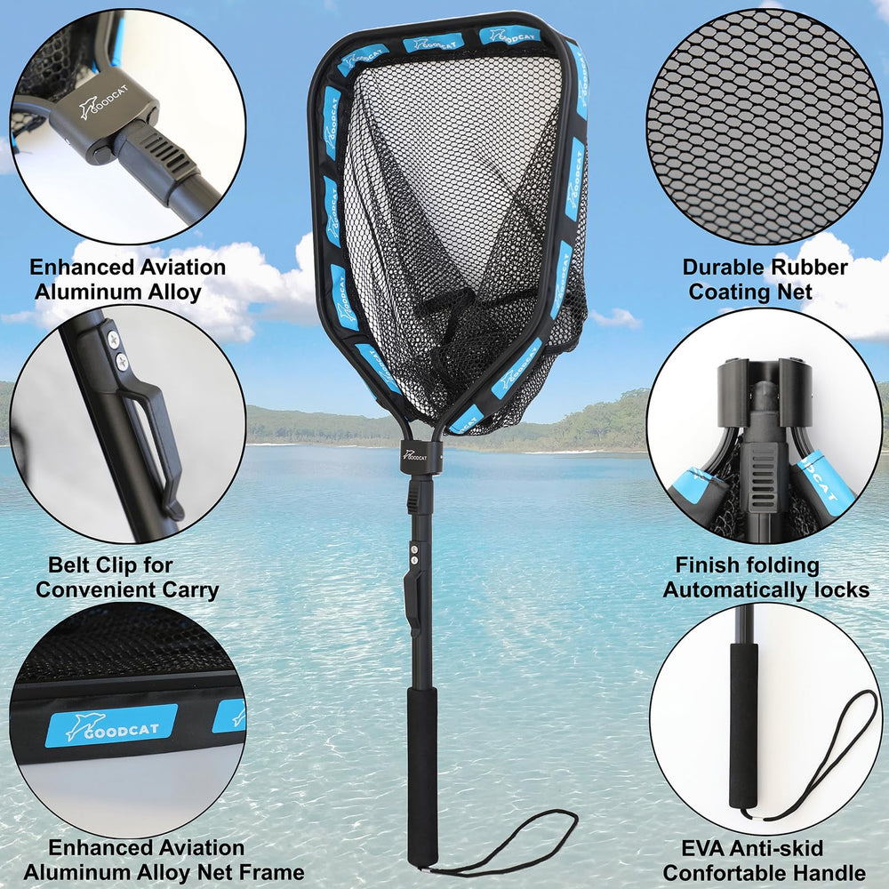 Close-up of aluminum frame on GOODCAT landing net