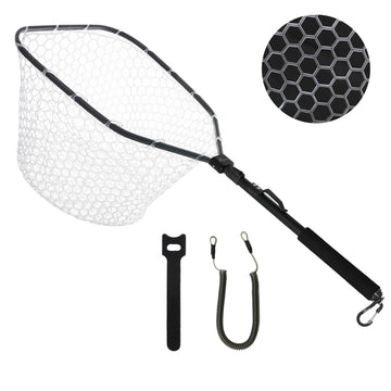 GOODCAT fly fishing net with rubber mesh and 17x11.5 inch hoop