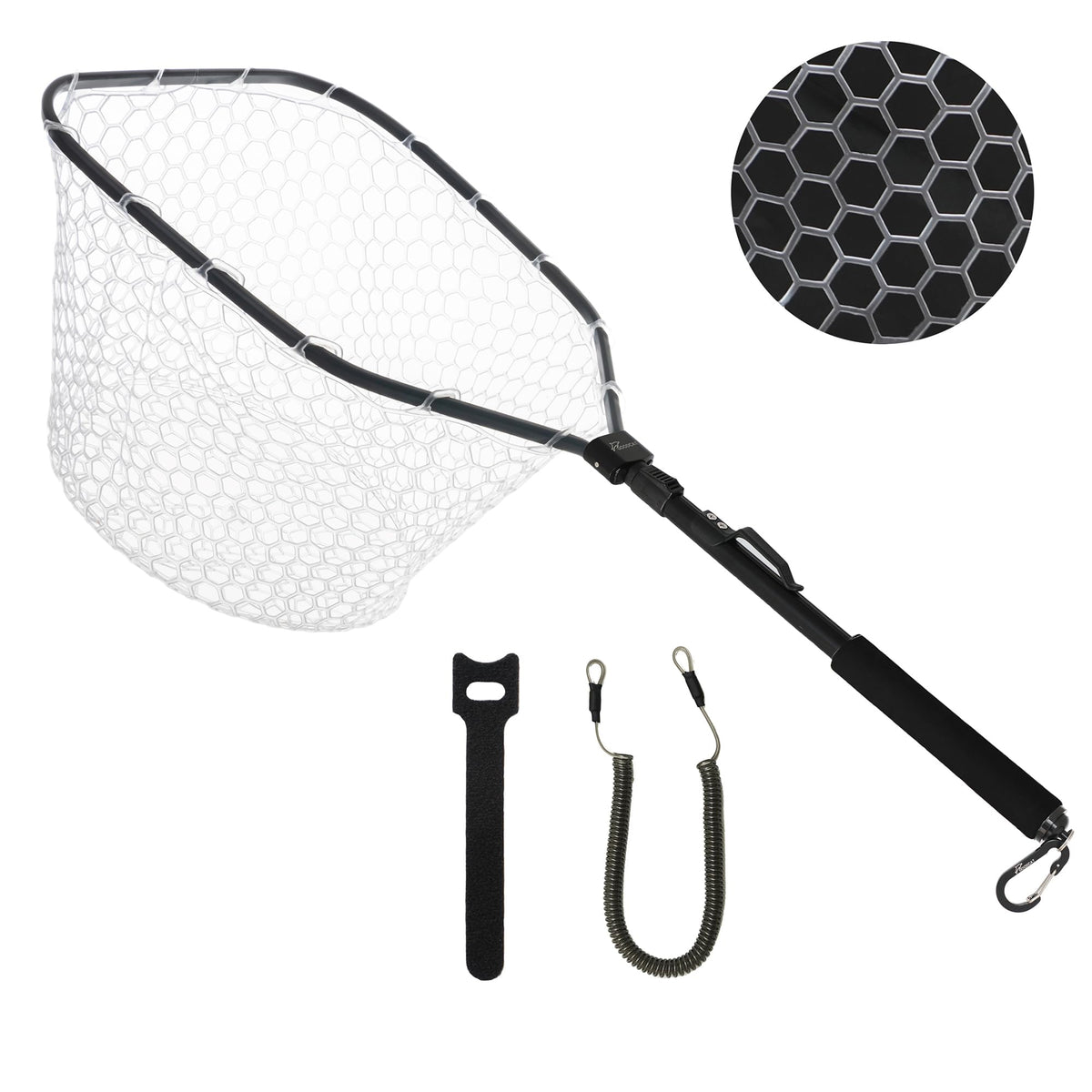GOODCAT fly fishing net with rubber mesh and 17x11.5 inch hoop