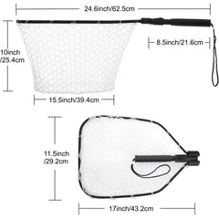 Foldable freshwater landing net for bass and trout