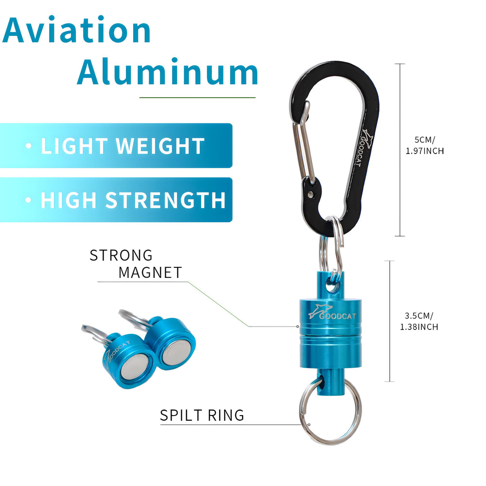 Carabiner clip and magnetic net release assembled