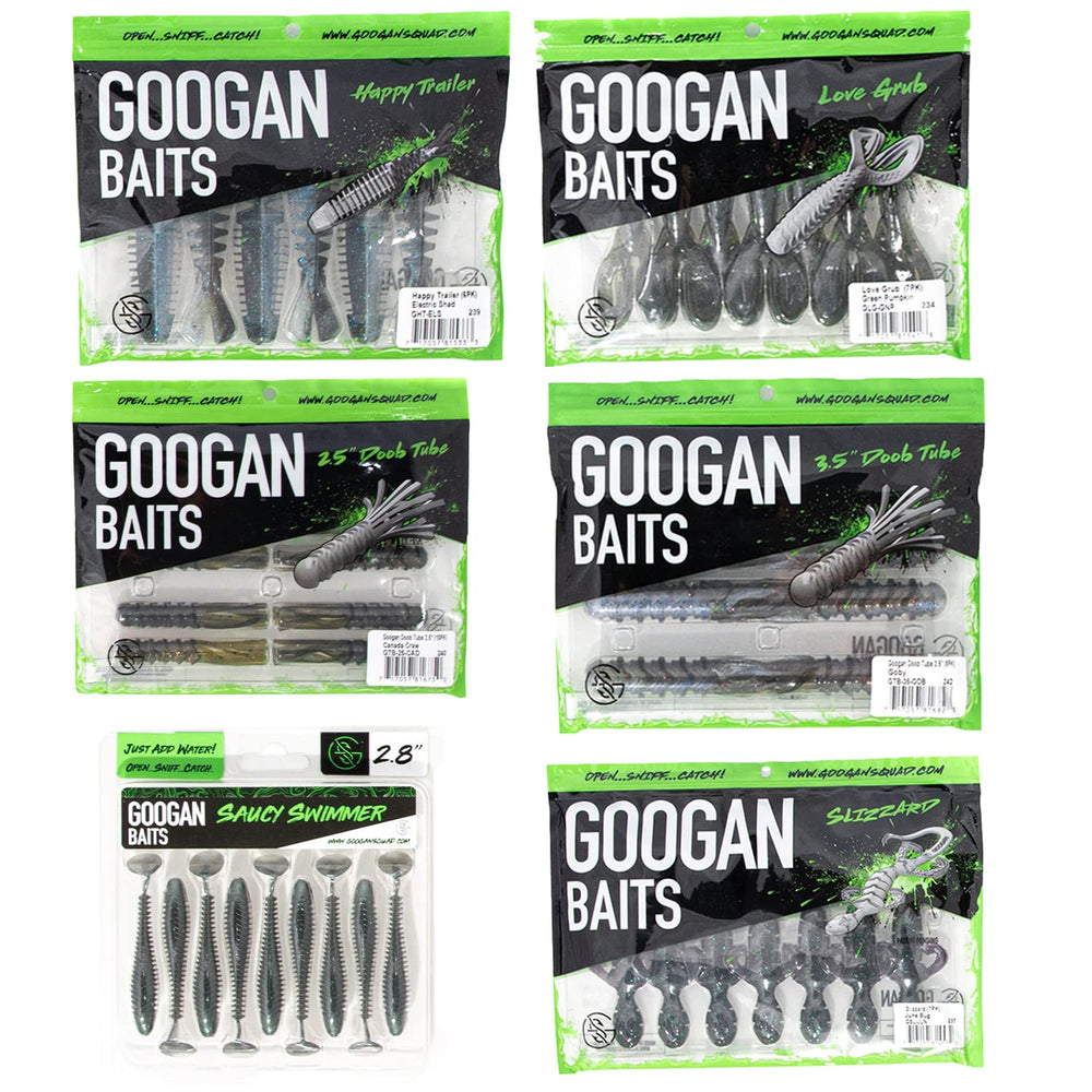 Googan Baits Bundle display featuring Slizzard Lizard and Love Grub