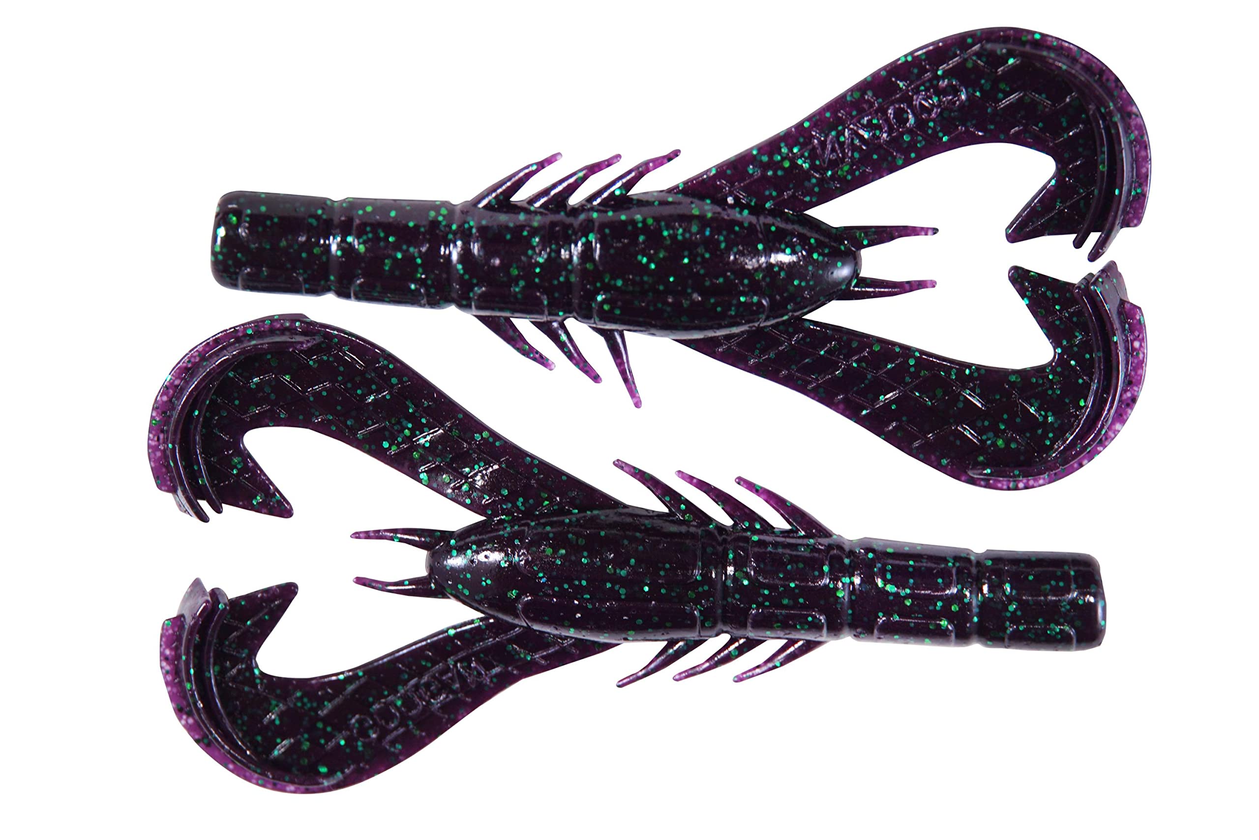 Googan Baits Krackin' Craw 3in Junebug with realistic craw body to entice bass.