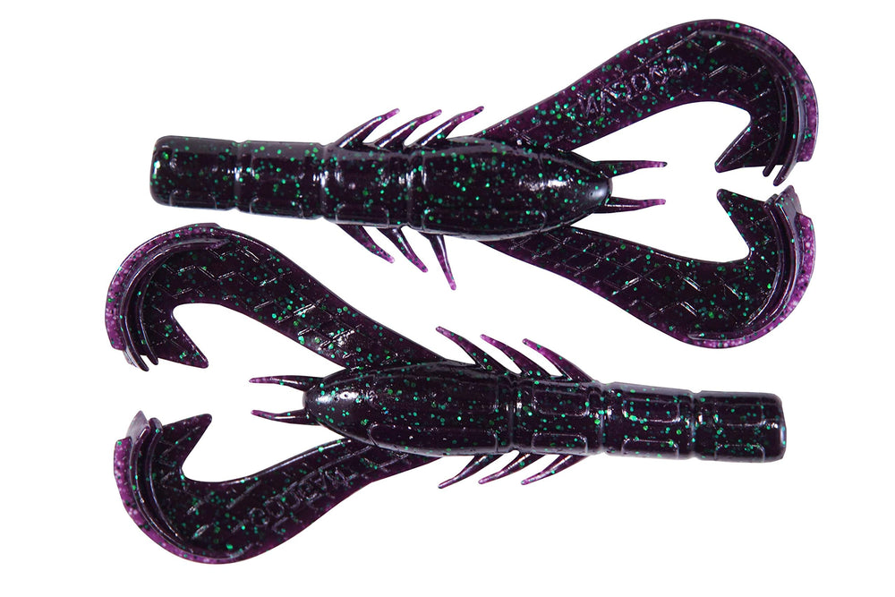 Googan Baits Krackin' Craw 3in Junebug pinchers deliver thump and vibration for bass fishing.