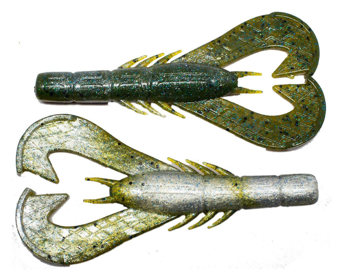 Googan Baits Krackin' Craw 4-Inch Natural, top view showing kicking claws for impressive water displacement