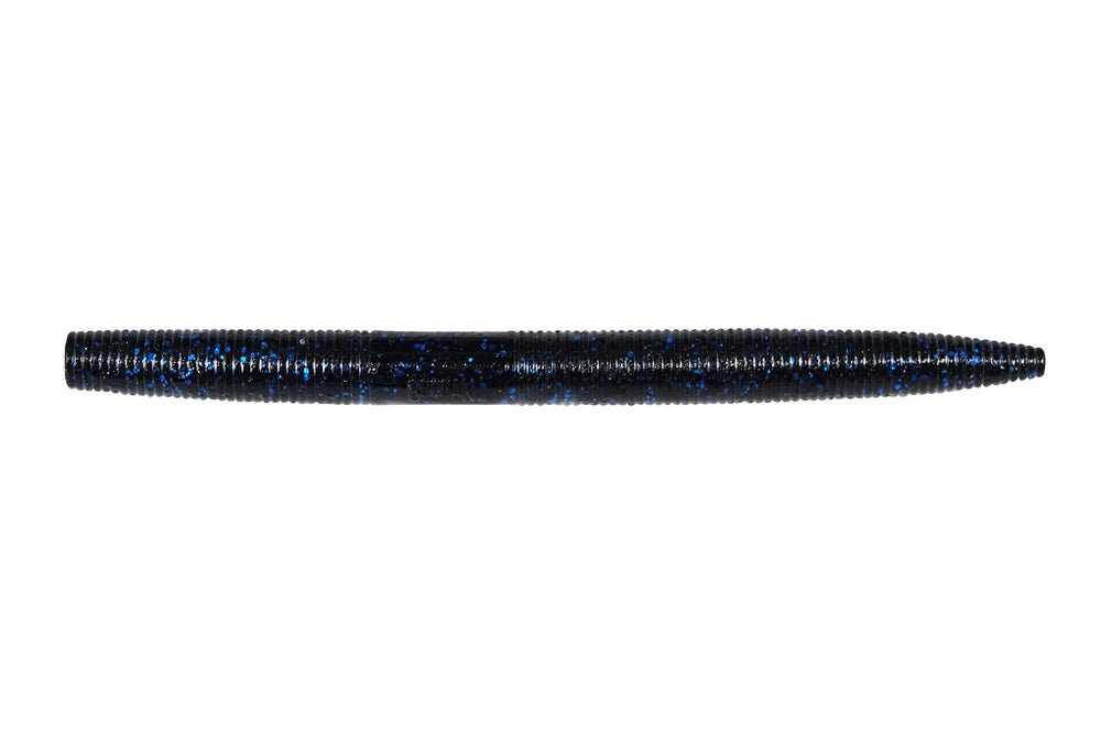 Googan Baits Lunker Log 6 inch Black Blue Flake with subtle shimmy for wacky rigs.