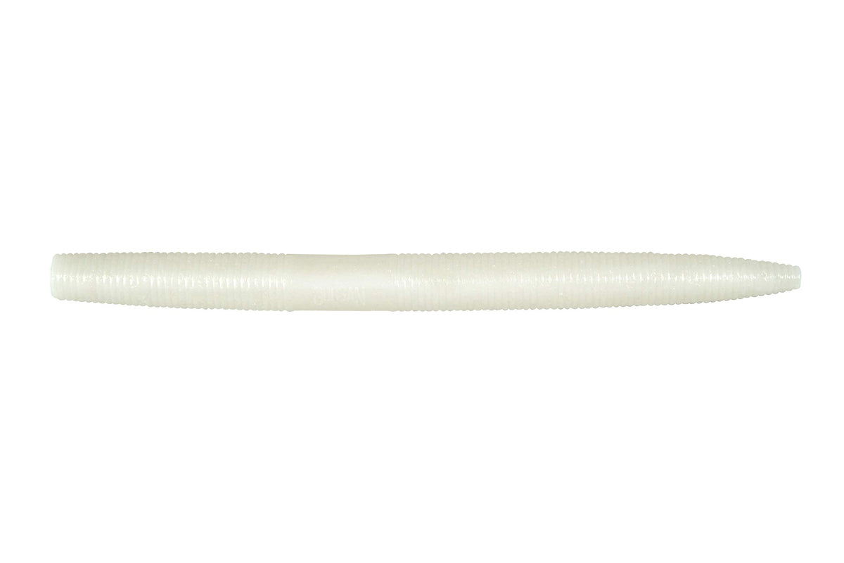 Googan Baits Lunker Log 6in Pearl creates a subtle shimmy for wacky rigs