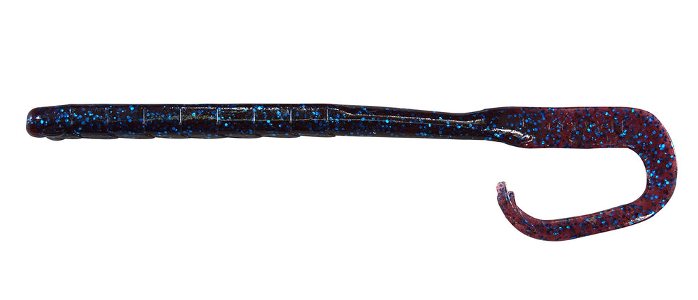 Googan Baits Mondo Worm 7.25in plum multicolor tail-action highlights aggressive movement that entices bites