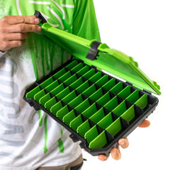Interior of Googan Squad 3700 Coffin showing 44 removable dividers and 48 compartments