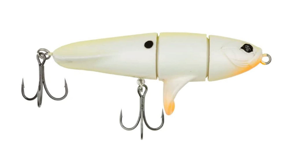 Googan Squad Revolver Topwater with Rotating Fin on bone finish, ideal for enticing surface strikes.