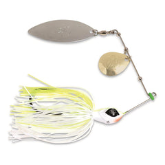 Googan Squad Zinger spinnerbait white dock-action view ideal for casting around pilings.