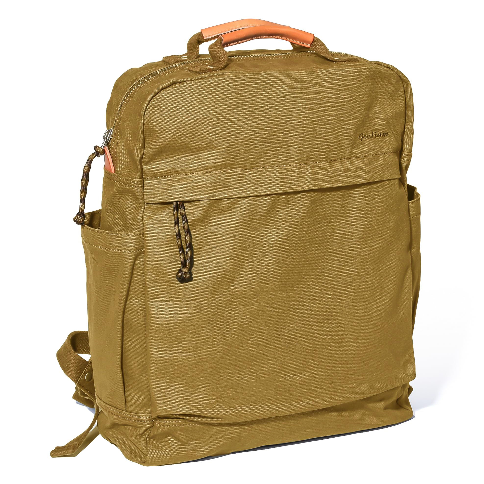 GOOTIUM canvas backpack leather trim detail highlights vintage style and reinforced durability