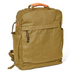 GOOTIUM canvas backpack leather trim detail highlights vintage style and reinforced durability