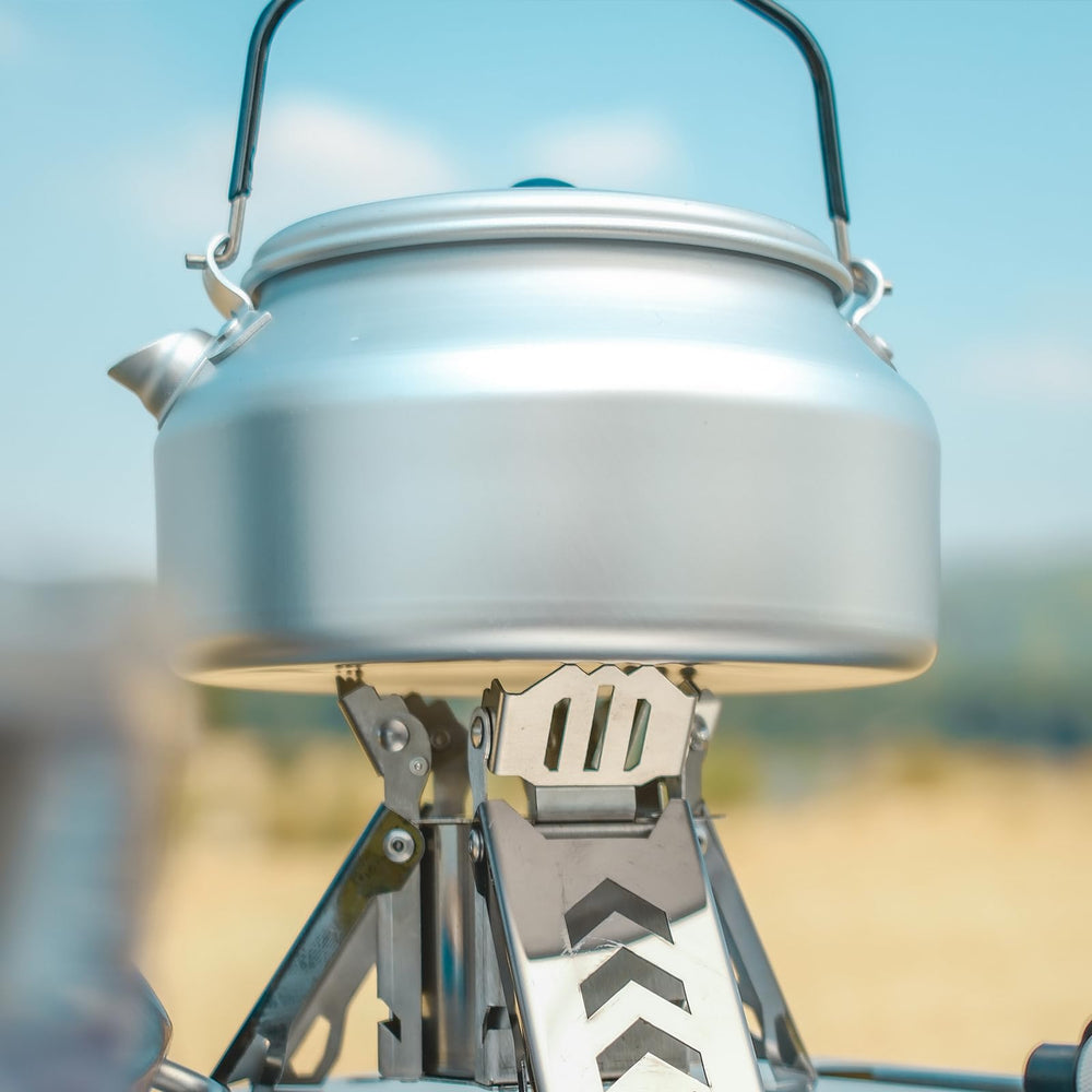 GOOUT SPRINGHILL alcohol stove compact design fits in a pack for solo camping meals.