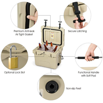 Goplus 16 Quart Cooler with drain plug enables quick cleanup after meals