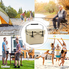 Goplus 16 Quart Cooler khaki exterior emphasizes rugged style for outdoor use