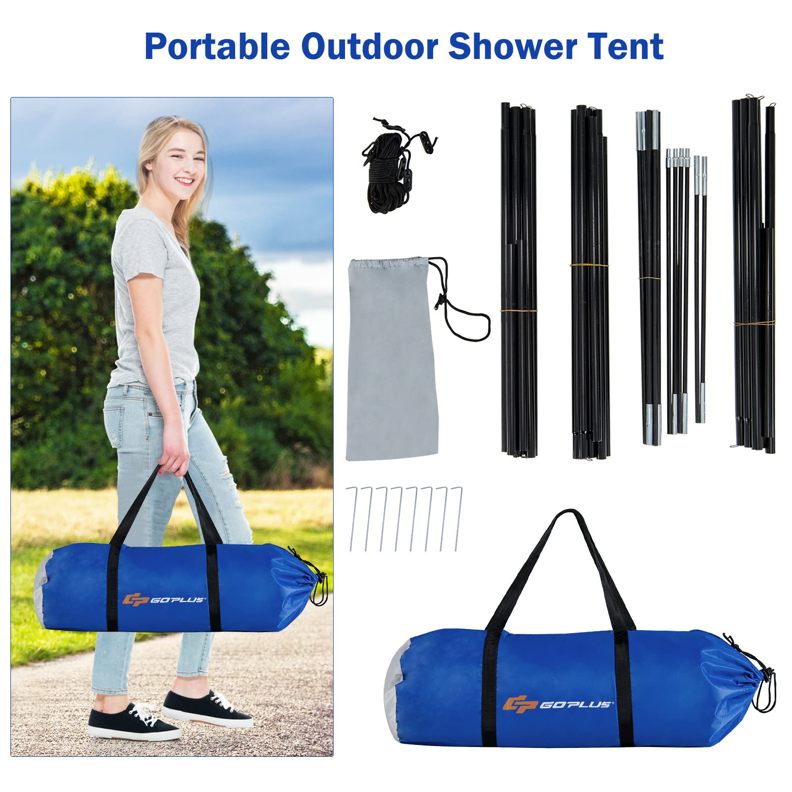 Goplus quick-setup carry bag for easy transport from campsite to car.