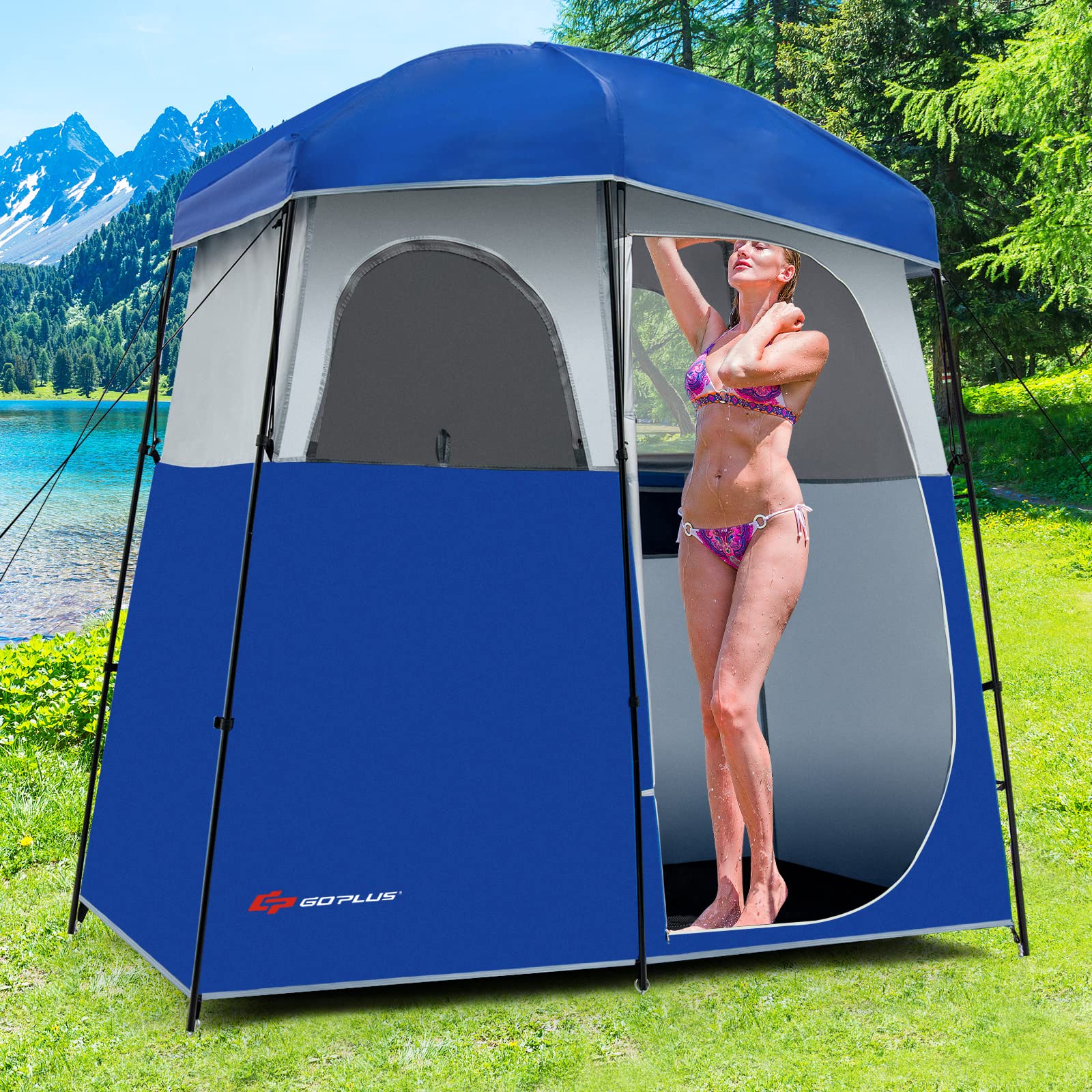 Goplus fiberglass poles provide stable setup in windy spaces.