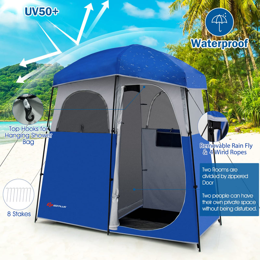 Goplus tent front windows for privacy or ventilation.