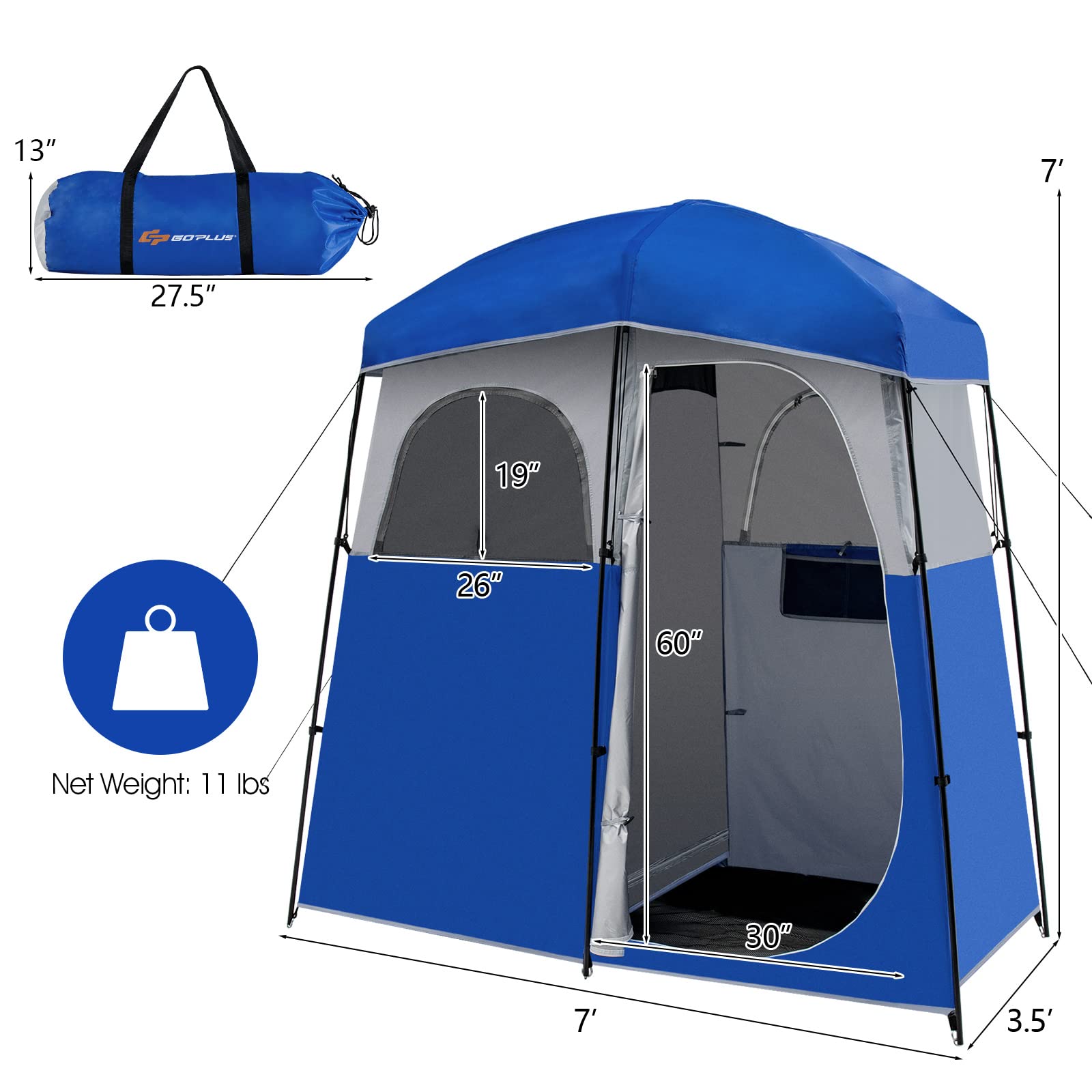Goplus includes stakes and wind ropes to secure the tent.