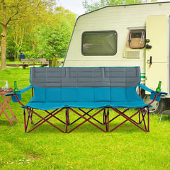 Goplus chair features thick padding for long outdoor comfort.