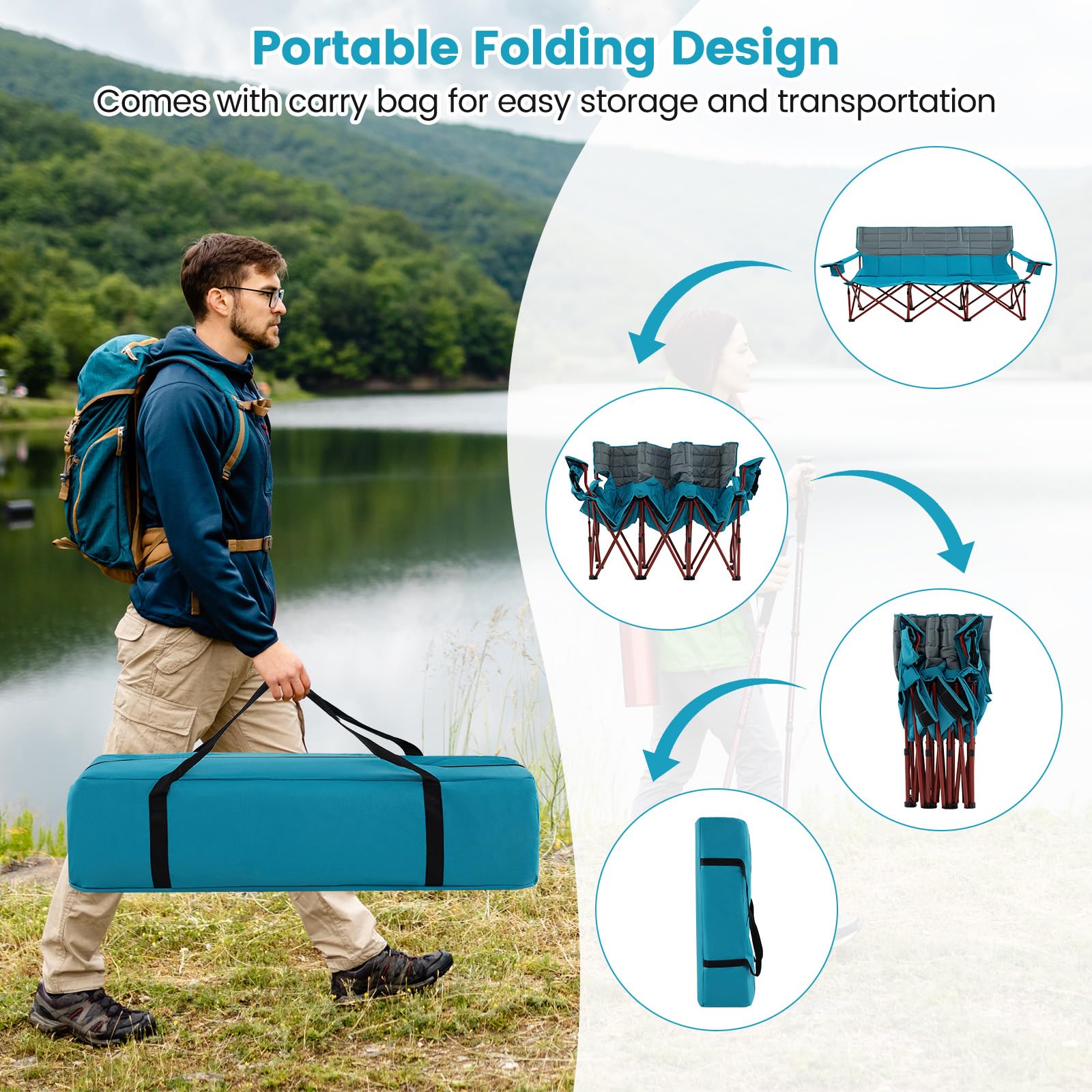 Goplus storage bag keeps the chair compact during travel.