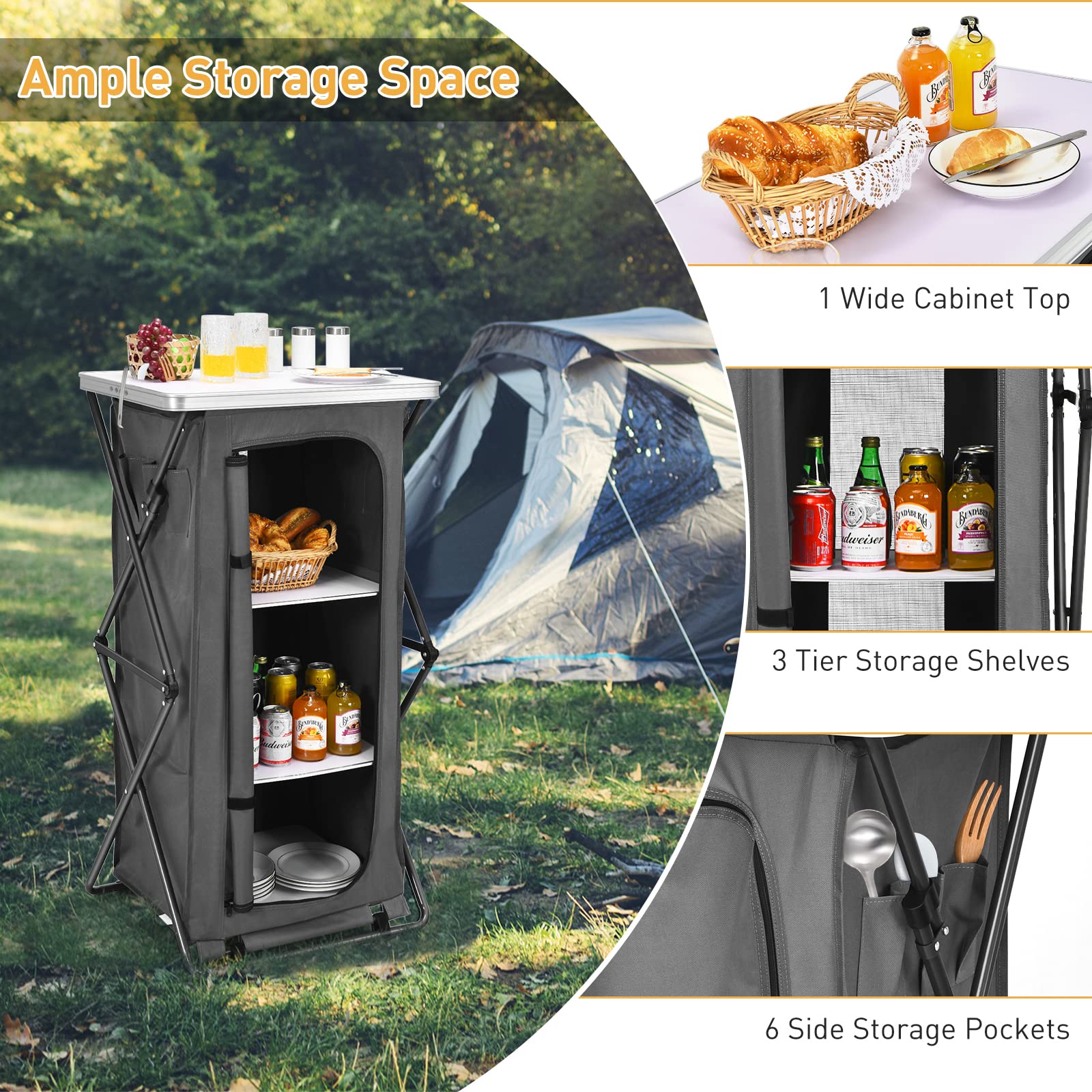 Goplus three tier storage shelves keep items organized