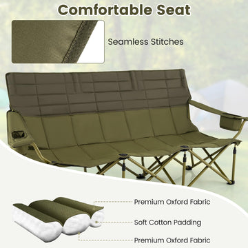 Folding portable design of Goplus 3-person chair for easy travel