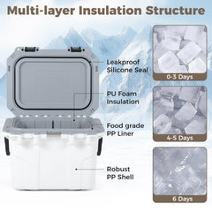 Goplus 53 Qt cooler interior shows ice retention and spacious storage