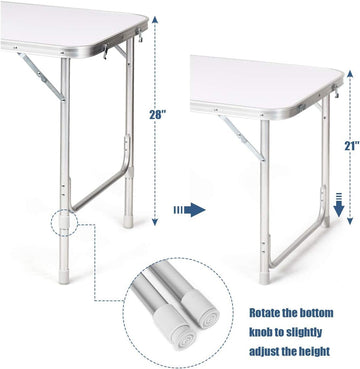Goplus folding table aluminum frame provides sturdy support for outdoor meals.