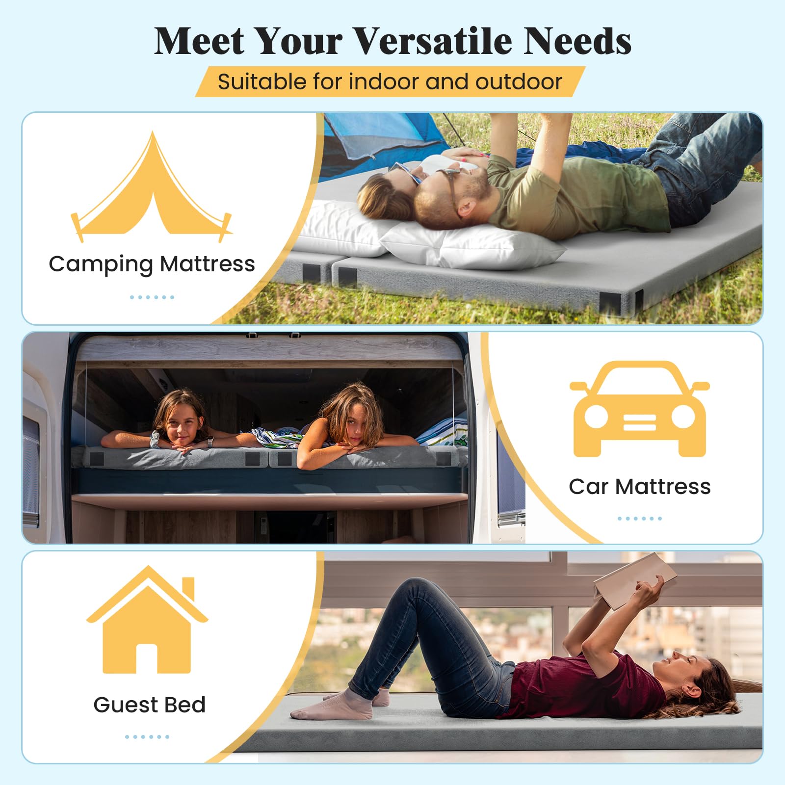 Goplus anti-slip bottom keeps the sleeping pad securely in place.